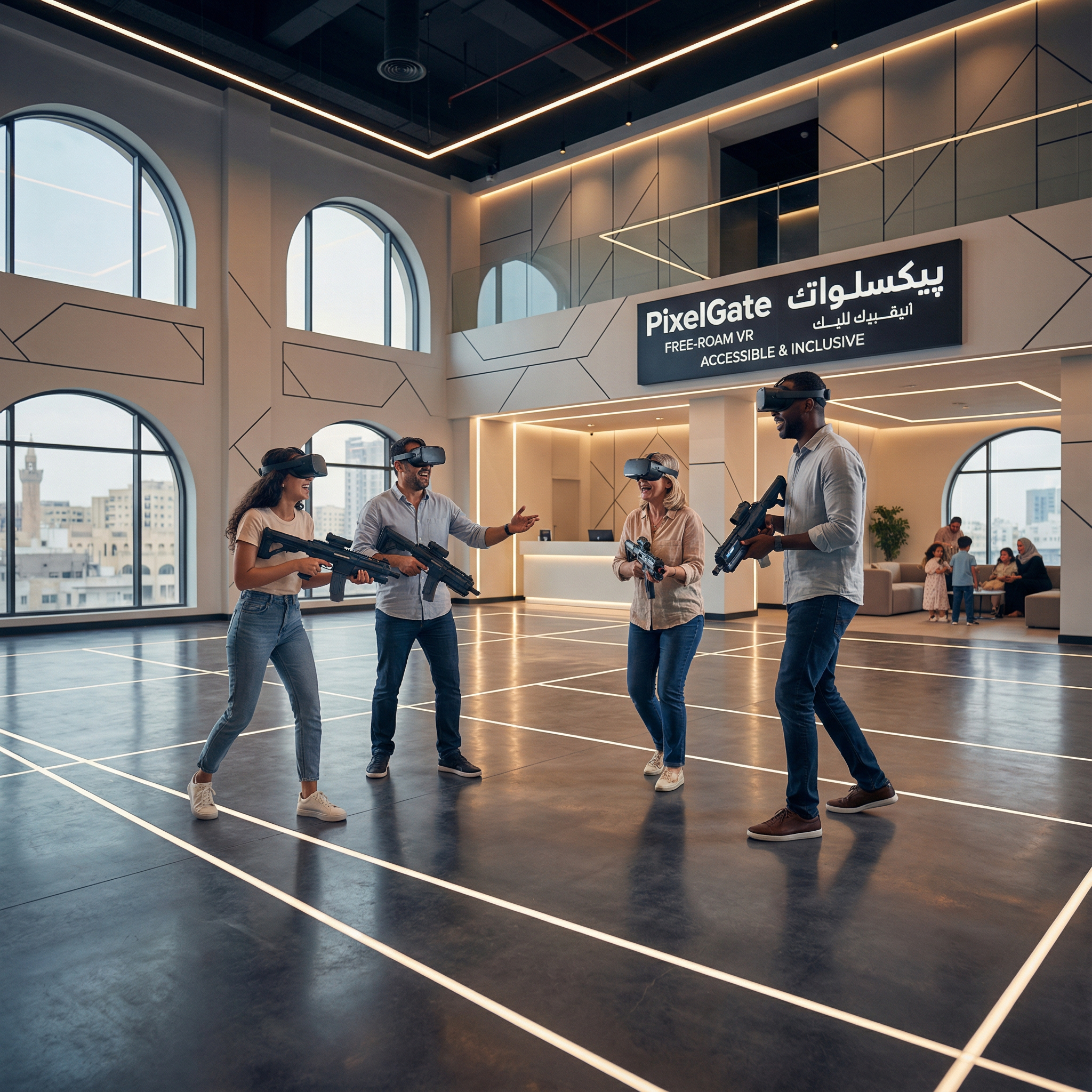 Group enjoying a VR free-roam experience