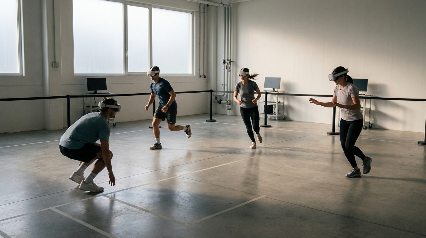 Group moving tactically in VR arena